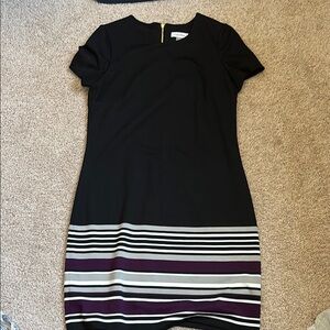 Calvin Klein Black and Purple Striped Dress